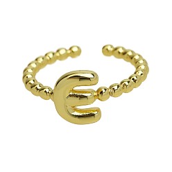 Letter E Латунные манжеты с открытыми кольцами, золотые, Письмо E, внутренний диаметр: регулируемый