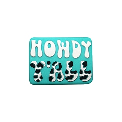 Medium türkis Cartoon-Englisch-Buchstabe, Lebensmittelqualität, umweltfreundliche Silikon-Fokalperlen, Medium türkis, 31x23 mm