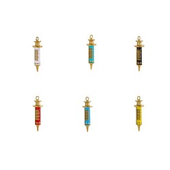 (52) Непрозрачная лаванда 304 нержавеющей стальной эмали подвески, брелоки в форме инъекционного шприца, ионное покрытие (ip), реальный 18 k позолоченный, разноцветные, 23x9 мм