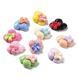 Mixed Color Opaque Resin Cabochons, for Jewelry Making, Hat with Bowknot, Mixed Color, 13x17.5x6mm