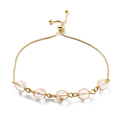 Кварц Браслеты из натурального кварца, золотой браслет из латуни для женщин, без свинца и без кадмия, 10-5/8 дюйм (27 см)