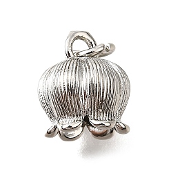 Платина Латунные подвески, с целью перехода в кольце, без кадмия, без никеля и без свинца, ландыш, платина, 10x8x7.5 мм, отверстие : 3.5 мм