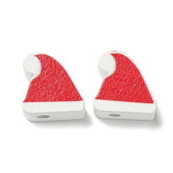 Hat Печатные деревянные бусины, рождественские тематические бусы, красные, шляпа, 14.5x14.5x8 мм, отверстие : 3 мм