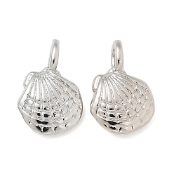 Платина Латунные подвески, подвески в форме ракушек, долговечный, стойки покрытие, без свинца и без кадмия, платина, 14x9x4 мм, отверстие : 3x2 мм