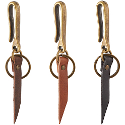 (52) Непрозрачная лаванда 3шт. 3 брелоки из коровьей кожи разных цветов, с подвесками из сплава и железными кольцами, разноцветные, 105 мм, 1 шт / цвет