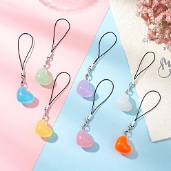 Сердце Ремешки для мобильных телефонов из светящейся смолы, с лямками из полиэстера, сердце, 92 мм