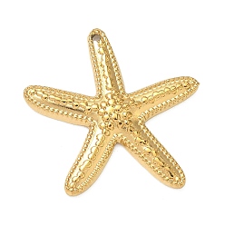 Настоящее золото 18K 304 подвески из нержавеющей стали, очарование морской звезды, ионное покрытие (ip), реальный 18 k позолоченный, 24.5x25x3 мм, отверстие : 1 мм
