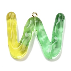 Letter W Смола подвеска, с обнаружением железного кольца, Письмо ~ Z, Буква W, 33x40x7 мм, отверстие : 2 мм