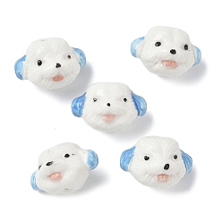 Темно-Голубой Фарфоровые бусины ручной работы, яркие глазированный фарфор, собака, глубокое синее небо, 12.5x18.5x13.5 мм, отверстие : 2 мм