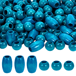 Mixed Shapes 150шт 2 стили деревянные европейские бусины, бусины с большим отверстием, разнообразные, 19~20x15.5~30.5 мм, отверстие : 9~9.5 мм