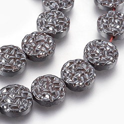 Покрытие Гематита Гальваническая немагнитная синтетическая гематитовая нить, плоско-круглые, гематит покрытием, 12x3.5 мм, отверстие : 1 мм, около 33 шт / нитка, 15.55 дюйм (39.5 см)