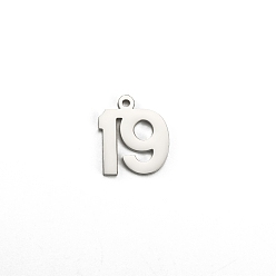 Нержавеющая Сталь Цвет Подвески из нержавеющей стали, не тускнеющие, число 19, цвет нержавеющей стали, 16x10 мм