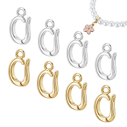 Платиновый & Золотой 16 шт. 2 цвета латунь микропаве кубические цирконии подвески дужки, без свинца и без кадмия, долговечный, стойки покрытие, платиной и золотом, 12.5x7.5x3 мм, отверстие : 1.6 мм, 8 шт / цвет