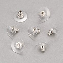 Серебро Латунные гайки, серьги-клатч пуля сзади с подушечкой, для стабилизации тяжелых серег, с пластиковым, серебряные, 11x11x6.5 мм, отверстие : 1 мм