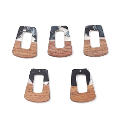 Trapezoid Подвески из перламутровой смолы и орехового дерева, двухцветные геометрические подвески, трапециевидные, 37.5x27x3 мм, отверстие : 2 мм