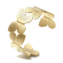 Настоящее золото 18K Ионное покрытие (ip) 304 манжета из нержавеющей стали для женщин, бабочка, реальный 18 k позолоченный, 35 мм, регулируемый