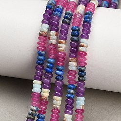 Mixed Color Gradient Color Natural Dyed White Jade & Lapis Lazuli & Synthetic Shoushan Stone Beads Strands, Smooth Rondelle, Mixed Color, 4.5x2~2.5mm, Hole: 0.8mm, about 162~167pcs/strand, 15.16''(38.5cm)