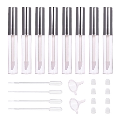 Clear DIY Empty Lipstick Bottle, Lip Gloss Tube with Cap, Mini Transparent Plastic Funnel Hopper and 2ml Disposable Plastic Dropper, Transfer Graduated Pipettes, Clear, 8.65x1.3cm, Capacity: 5ml, 14pcs/set
