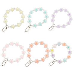 (52) Непрозрачная лаванда 6 шт 6 цвета конфетный цвет цветок бисерный браслет смола подвеска украшения, с подвеской из сплава, для брелка, кошелек, украшение для рюкзака, разноцветные, 145 мм, 1 шт / цвет
