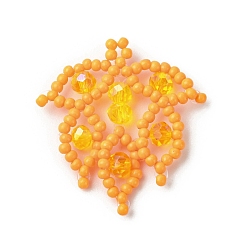 Оранжевый Подвески из стеклянных бусин в виде листьев, с бисером гальванизируйте стекла, оранжевые, 29.5x29.5x4.5 мм, отверстие : 1.2 мм