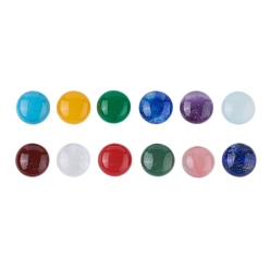 Mixed Stone Natural & Synthetic Mixed Gemstone Cabochons, Birthstone Cabochons, Half Round, 16x6.5mm, 12materials, 1pc/materials, 12pcs/box