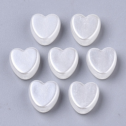 Creamy White ABS Plastic Imitation Pearl Beads, Heart, Creamy White, 8x8x4mm, Hole: 1.5mm, about 2060pcs/500g