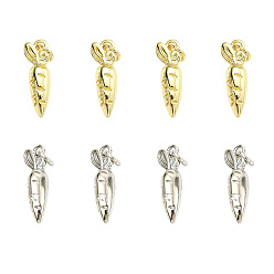 (52) Непрозрачная лаванда 12 шт. 2 цвета латунные подвески, с прыжковых колец, без кадмия и без свинца, долговечный, морковь, разноцветные, 18.5x6.5x5 мм, отверстие : 3 мм, 6 шт / цвет