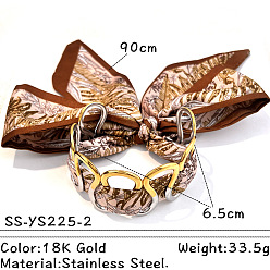 Сиена 304 Браслеты-манжеты из нержавеющей стали и шарфа, широкие браслеты для женщин, Горлянка, реальный 18 k позолоченный, цвет охры, внутренний диаметр: 2.56 дюйм (6.5 см)