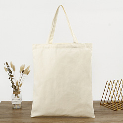 Blanco Bolsa de lona en blanco de tela de algodón, bolso de mano vertical para manualidades diy, blanco, 45x37 cm