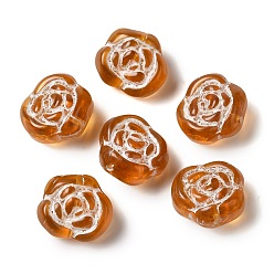 Шоколадный Прозрачные бусины лэмпворк, роза, цвет шоколада, 13x8 мм, отверстие : 1 мм, Около 65~75 шт / 100 г