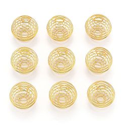 Золотой Подвески железной проволоки, спиральные подвески из бисера, круглые, золотые, 30x24 мм, отверстие : 7 мм