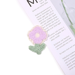 Фиолетовый Полотенце в форме цветка, стиль вышивки, хлопок, гладить/пришивать заплатки, аппликация, значки, для одежды, фиолетовые, 62x37 мм