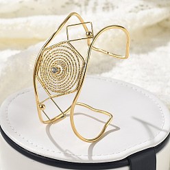 Настоящее золото 18K 304 женские браслеты-манжеты из нержавеющей стали, шестиугольник, со стразами, реальный 18 k позолоченный, внутренний диаметр: 2-1/2 дюйм (6.5 см)