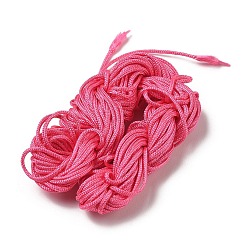 Magenta Nylon Braided Cord, Chinese Knotting Cord for Beading Jewelry Making Macrame Craft, Magenta, 2mm, about 13.12 yards(12m)/bundle, 10bundles/bag, about 131.23 yards(120m)/bag