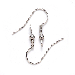 Stainless Steel Color 304 Stainless Steel Earring Hooks, Ear Wire, with Vertical Loop, Stainless Steel Color, 19~21x18mm, Hole: 2.5mm, 21 Gauge, Pin: 0.7mm