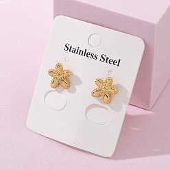 Настоящее золото 18K 304 из нержавеющей стали серьги, цветок, реальный 18 k позолоченный, 11.5x11.5 мм