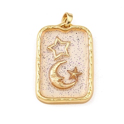 Луна Подвески из прозрачной эпоксидной смолы из латуни, золотые, с блеском порошок, луна, 30x21x4 мм, отверстие : 4x2.5 мм