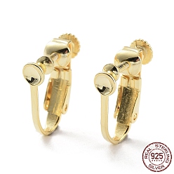 Настоящее золото 18K 925 серебристые зажимные серьги, спиральный зажим для ушей, компоненты для ушей с завинчивающейся головкой, конвертер для сережек без пирсинга, реальный 18 k позолоченный, 15x14 мм