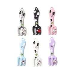 (52) Непрозрачная лаванда Подвески из сплава , вилка, со стразами, окрашеные, разноцветные, 45x14x5 мм, отверстие : 2.5 мм