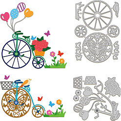 Bicycle Трафареты для резки углеродистой стали в винтажном стиле, для diy scrapbooking, Фотоальбом, декоративная бумага для тиснения, цвет нержавеющей стали, велосипед, 100~101x106~139x0.8 мм, 2 шт / комплект
