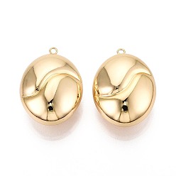 Oval Латунные подвески, реальный 18 k позолоченный, без никеля , овальные, 34.5x25.5x15 мм, отверстие : 2 мм