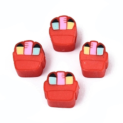 Orange Red Back to School Handmade Polymer Clay Beads, School Supplies, Orange Red, 7.5~9x9x4~5mm, Hole: 2mm