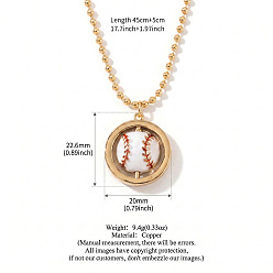 Baseball Спортивные латунные эмалированные подвески в виде белых и красных шариков, золотые, бейсбол, 17.72 дюйм (45 см)