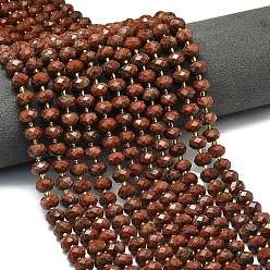 Джаспер Кунжут Натуральный красный кунжут яшма бисер пряди, граненые, рондель, с бисером, 8.5~10x5.5~6.5 мм, отверстие : 1 мм, около 43~45 шт / нитка, 15.35'' (39 см)