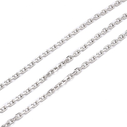 Нержавеющая Сталь Цвет Устойчивы к потускнению 304 цепи из нержавеющей стали, с катушкой, пайки, цвет нержавеющей стали, 3x2x0.5 мм, 10.93 ярдов (10 м) / рулон