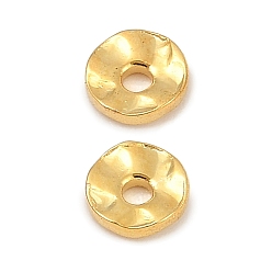 Настоящее золото 18K Spacer бисер латунные, волнистых плоские круглые, реальный 18 k позолоченный, 4x1 мм, отверстие : 1 мм
