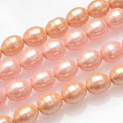 (52) Непрозрачная лаванда Овальные класса полированной оболочки жемчужные нити шарик, разноцветные, 16x13 мм, отверстие : 1 мм, около 25~26 шт / нитка, 15.7 дюйм