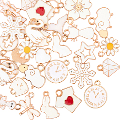 Белый 40 шт 20 стили подвески из сплава эмали, разнообразные, белые, 11.5~26x7~18x1~3 мм, отверстие : 1.4~2 мм, 2 шт / стиль