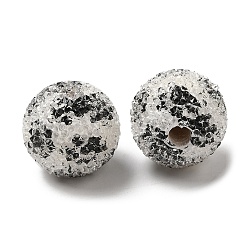 Black Spray Painted Wood European Beads with Rhinestone, Large Hole Beads, Round, Black, 18x16.5mm, Hole: 4.1mm