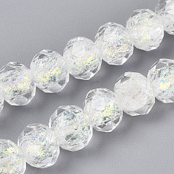 Прозрачный Нити из фольги в технике лэмпворк, рондель, граненые, прозрачные, 7~8x9.5~10 мм, отверстие : 1.2~2 мм, около 40 шт / нитка, 12.20~12.60'' (31~32 см)